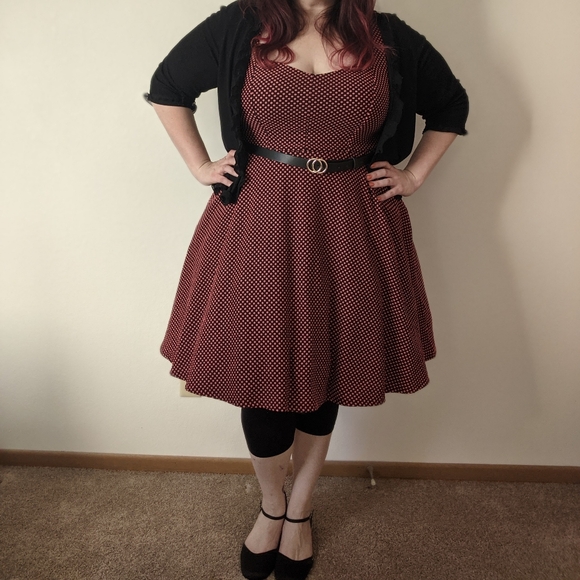 Torrid Coral and Black Patterned Skater Dress - Picture 4 of 4